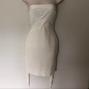 Cream Bodycon bandage strapless tube Dress